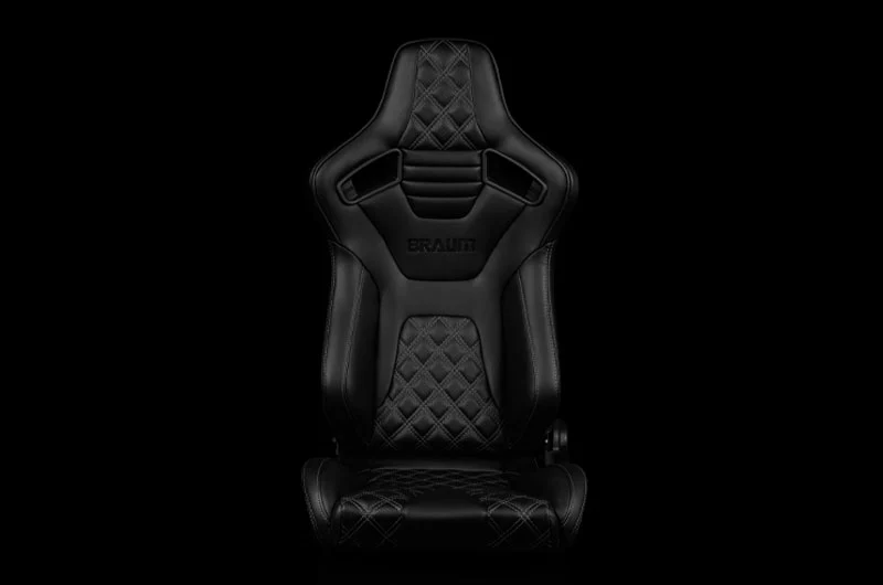 Braum Elite-X Series Sport Seats - Black Diamond (Double Grey Stitching / Black Piping) Pair - Universal - Image 2