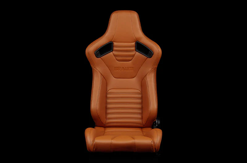 Braum Elite-X Series Sport Seats - British Tan Leatherette (Black Stitching) Pair - Universal - Image 2
