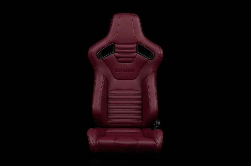 Braum Elite-X Series Sport Seats - Maroon Leatherette (Black Stitching) Pair - Universal - Image 2