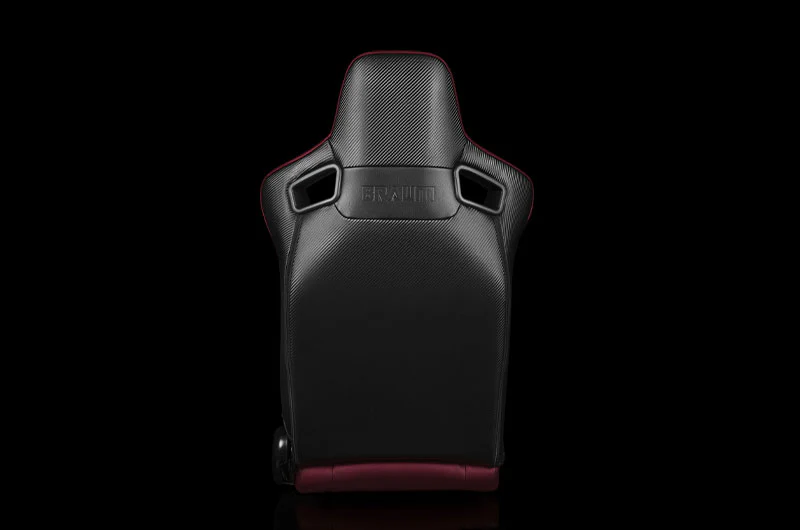 Braum Elite-X Series Sport Seats - Maroon Leatherette (Black Stitching) Pair - Universal - Image 3