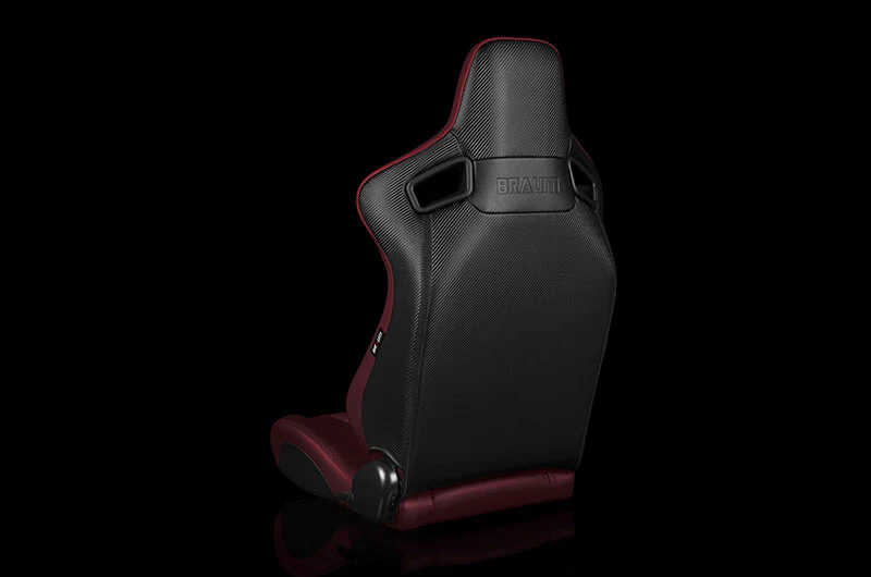 Braum Elite-X Series Sport Seats - Maroon Leatherette (Black Stitching) Pair - Universal - Image 4