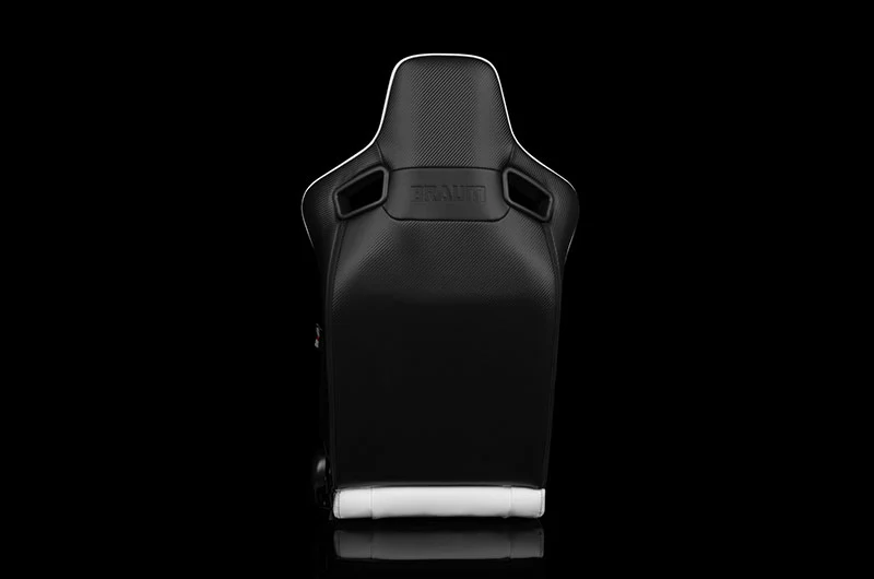 Braum Elite-X Series Sport Seats - White Leatherette (Black Stitching) Pair - Universal - Image 3