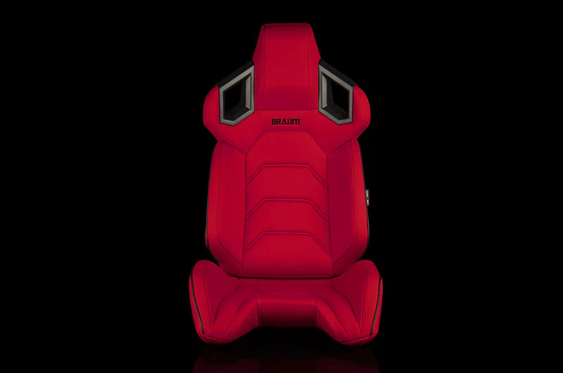 Braum Alpha X Series Sport Seats - Red Polo Fabric (Black Stitching)  Pair - Universal - Image 2