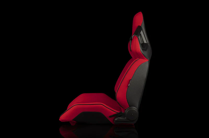Braum Alpha X Series Sport Seats - Red Polo Fabric (Black Stitching)  Pair - Universal - Image 3