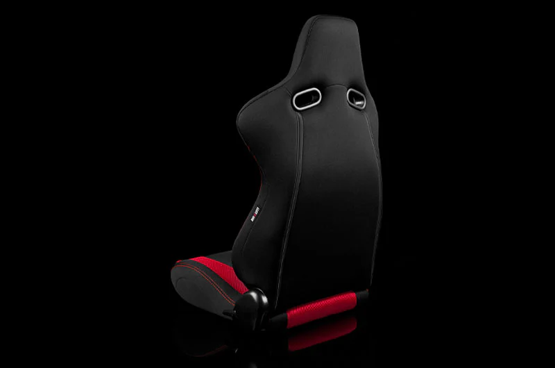 Braum Venom Series Sport Seats - Black and Red Cloth (Red Stitching) Pair - Universal - Image 3