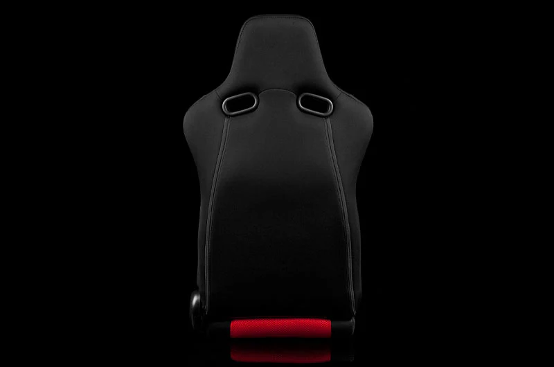Braum Venom Series Sport Seats - Black and Red Cloth (Red Stitching) Pair - Universal - Image 4