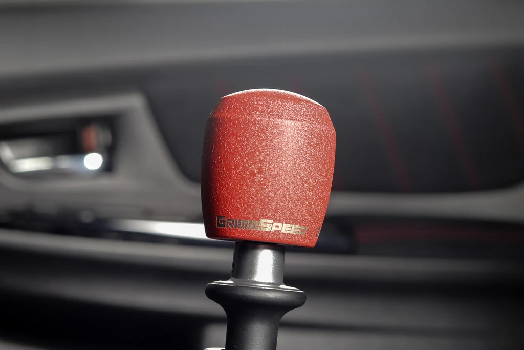 GrimmSpeed Stubby Shift Knob - Stainless Steel Red - M12x1.25 - Manual Subaru/Ford - Image 2