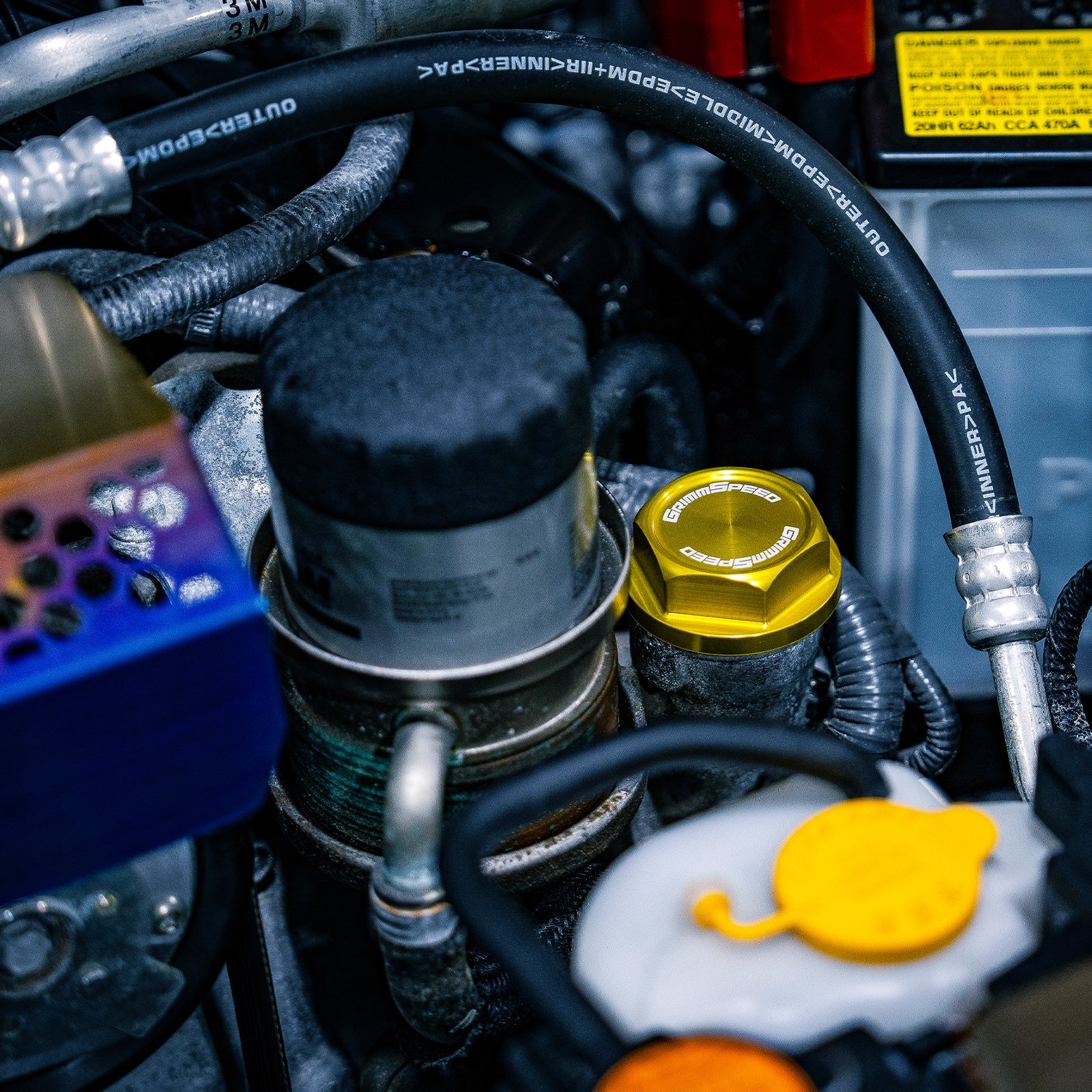 GrimmSpeed V2 Bolt Oil Cap - Gold - Subaru Universal - Image 2