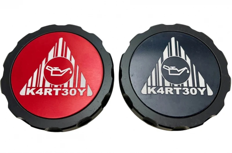 Kartboy Oil Cap Aluminum Black with Black and Red Center Logos - 2015-2020 Subaru WRX & STI, 2013-2020 FRS / BRZ / 86