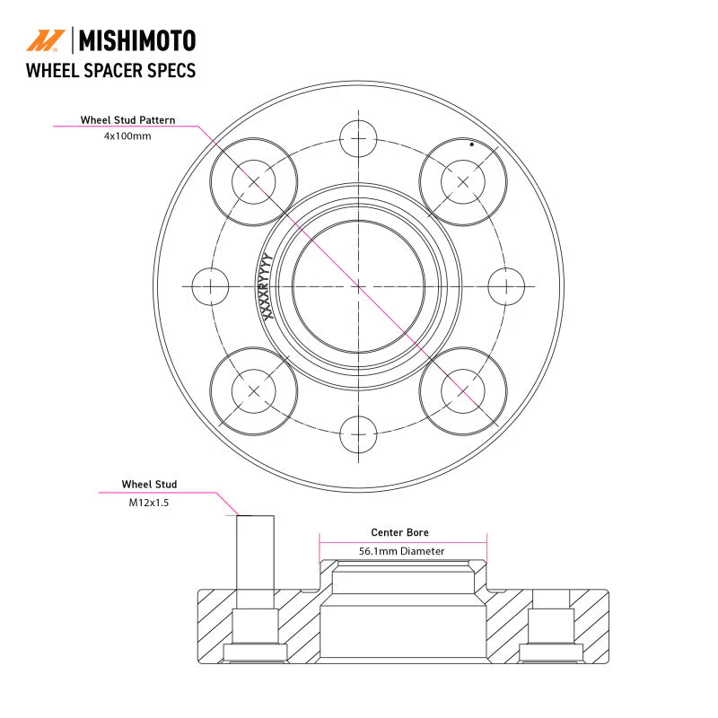 Mishimoto Wheel Spacers - 5x100 - 56.1 - 25 - M12 - Black - 2013-2026 Scion FR-S / Subaru BRZ / Toyota 86/GR86 / 2002–2014 Subaru WRX / 2004 Subaru WRX STI / 1998–2018 Subaru Forester / 2000–2019 Subaru Legacy / 2000–2019 Subaru Outback - Image 11