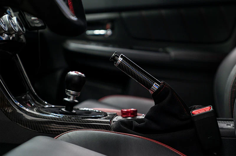 OLM Signature Series Ebrake Handle - Black Carbon w/ Chrome - 2013-2024 Scion FR-S / Subaru BRZ / Toyota 86/GR86 / 2015-2021 Subaru WRX / STI / 2014-2018 Forester / 2013-2017 Crosstrek - Image 6