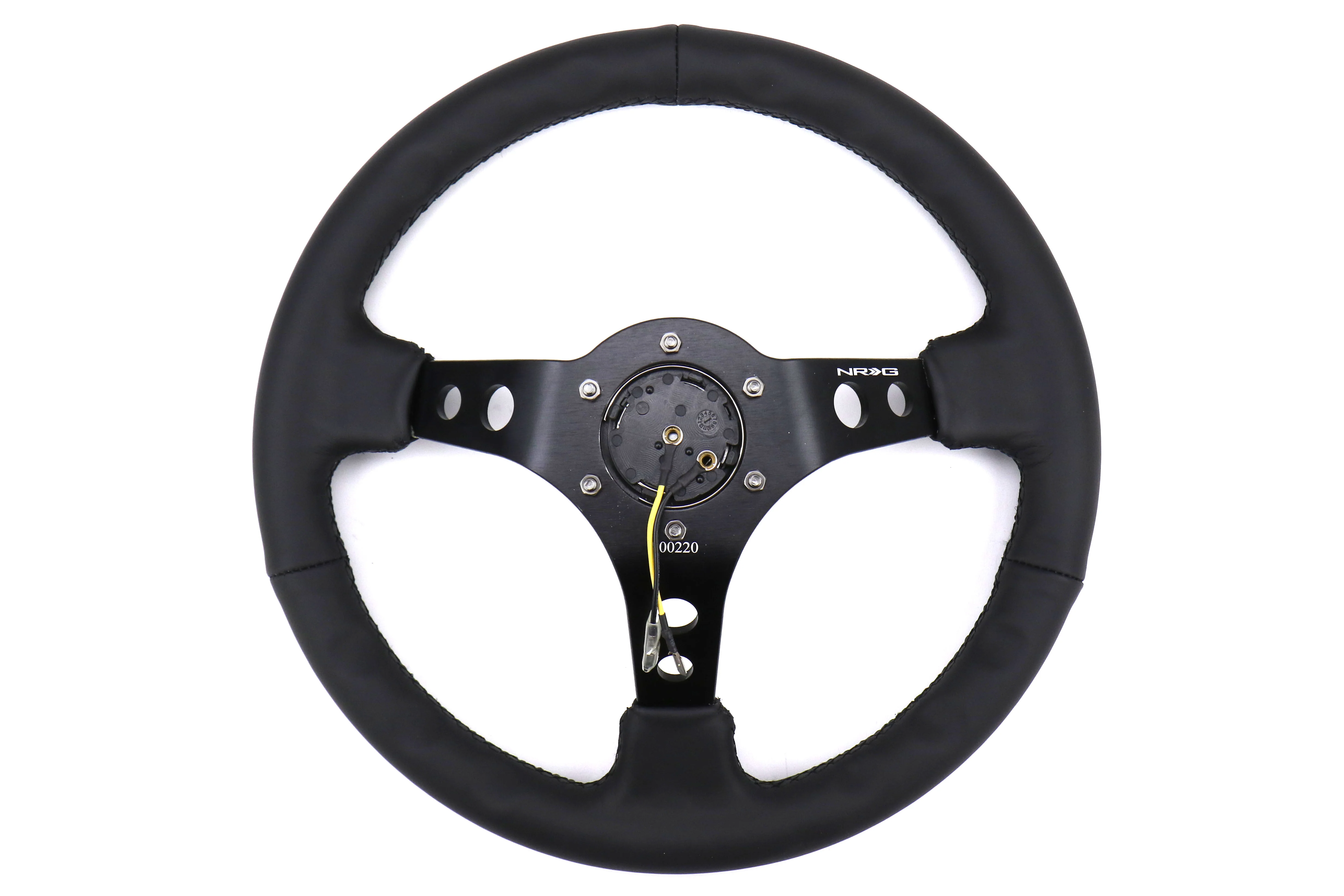 NRG Reinforced Steering Wheel 350mm 3in Deep Black - Universal - Image 4