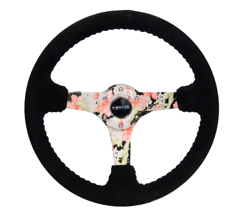 NRG Reinforced Steering Wheel 350mm Suede 3in Deep Floral - Universal