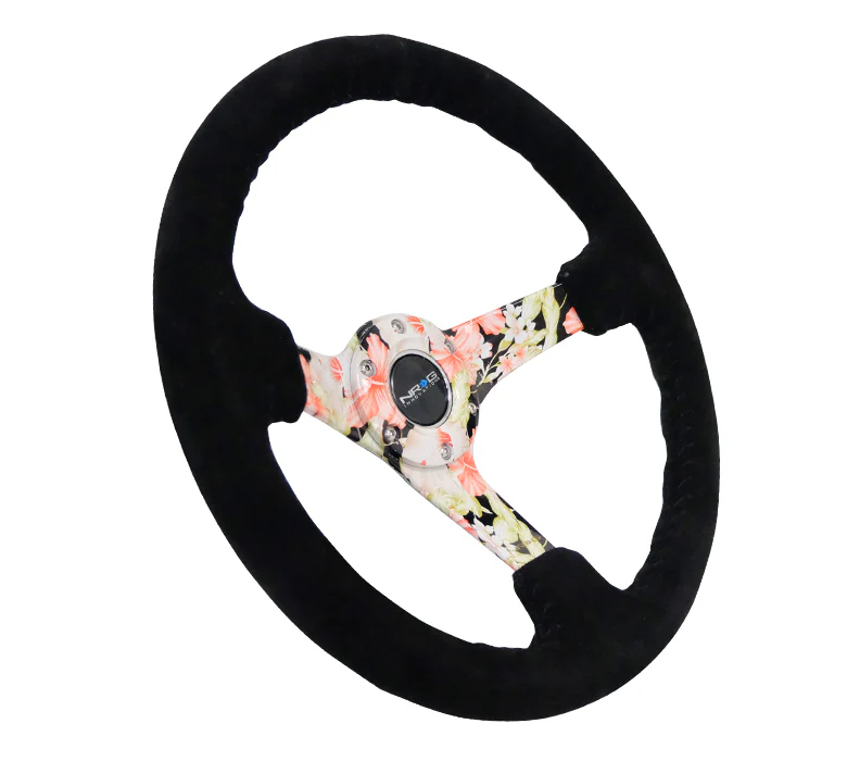NRG Reinforced Steering Wheel 350mm Suede 3in Deep Floral - Universal - Image 2