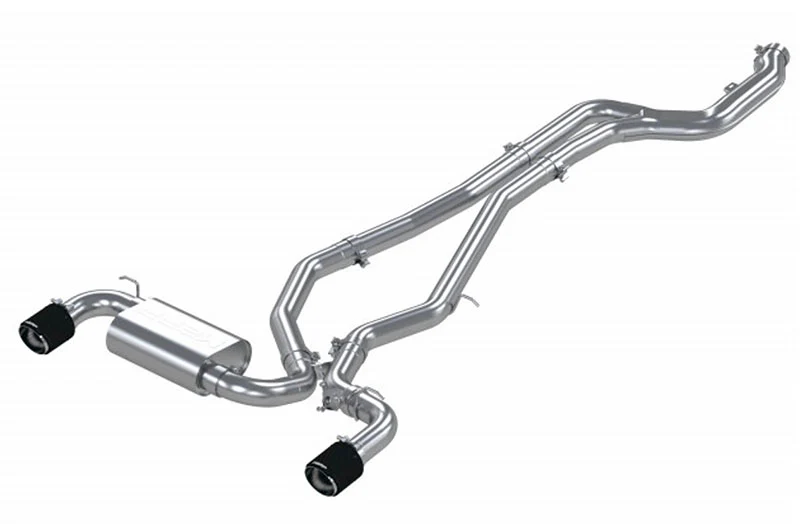 MBRP T304 Stainless Steel 3 Cat Back Dual Rear with Carbon Fiber Tips Toyota Supra 3.0L 2020 2021 - Image 2