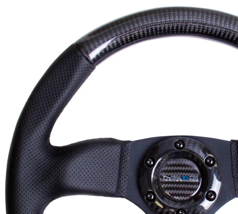 NRG Flat Bottom Carbon Fiber Steering Wheel 320mm Carbon Fiber Center Plate - Universal - Image 2
