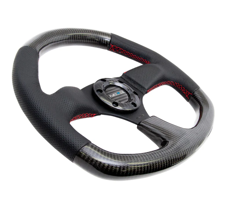 NRG 315mm Carbon Fiber Steering Wheel Red Stitching - Universal - Image 2
