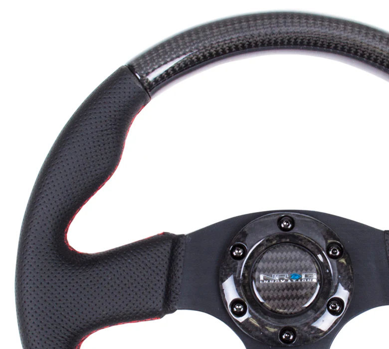 NRG 315mm Carbon Fiber Steering Wheel With Red Stitching - Universal - Image 7