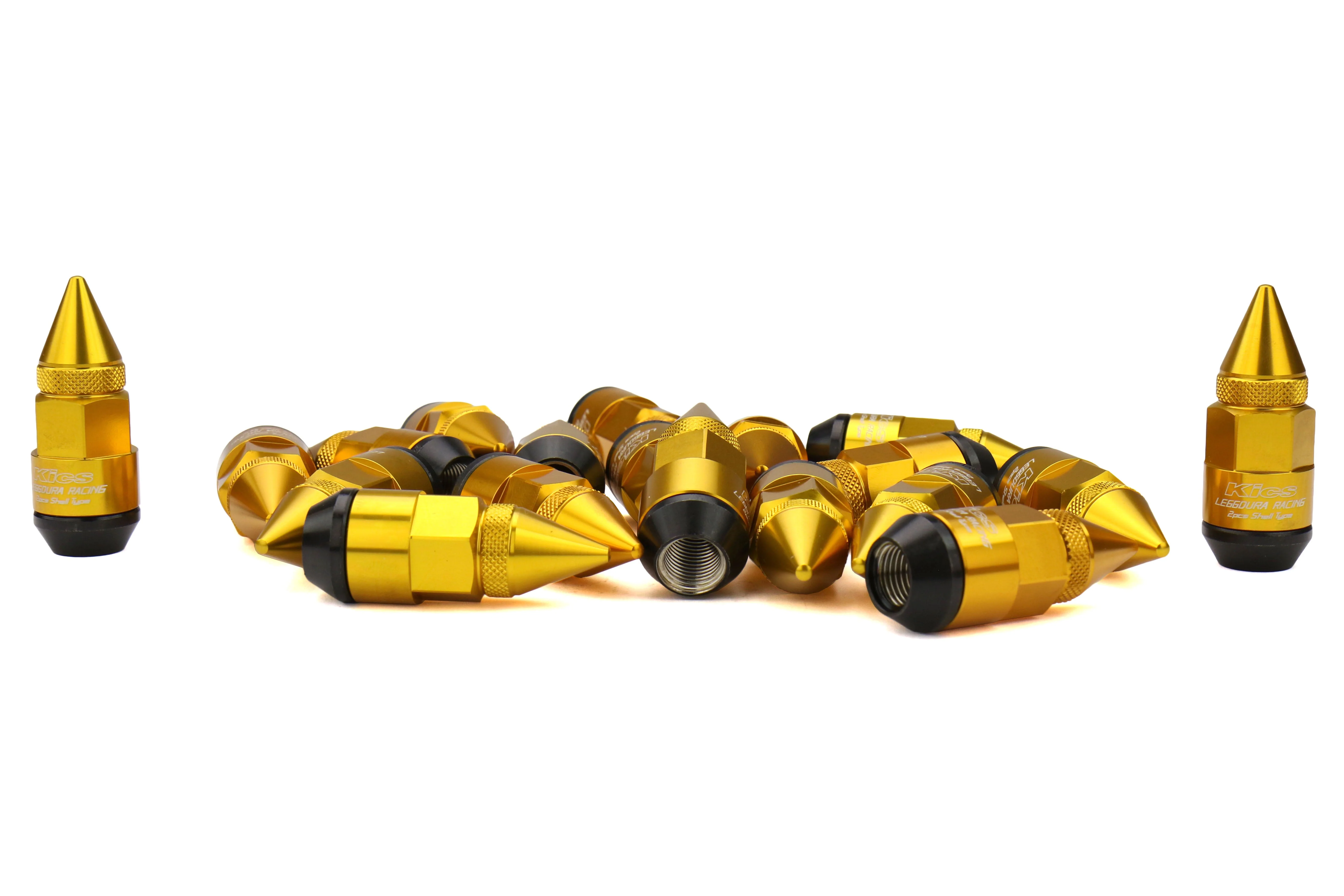 Project Kics Leggdura Racing Dangan Shell Type Lug Nut and Lock Set M12X1.25 Gold - Universal - Image 6
