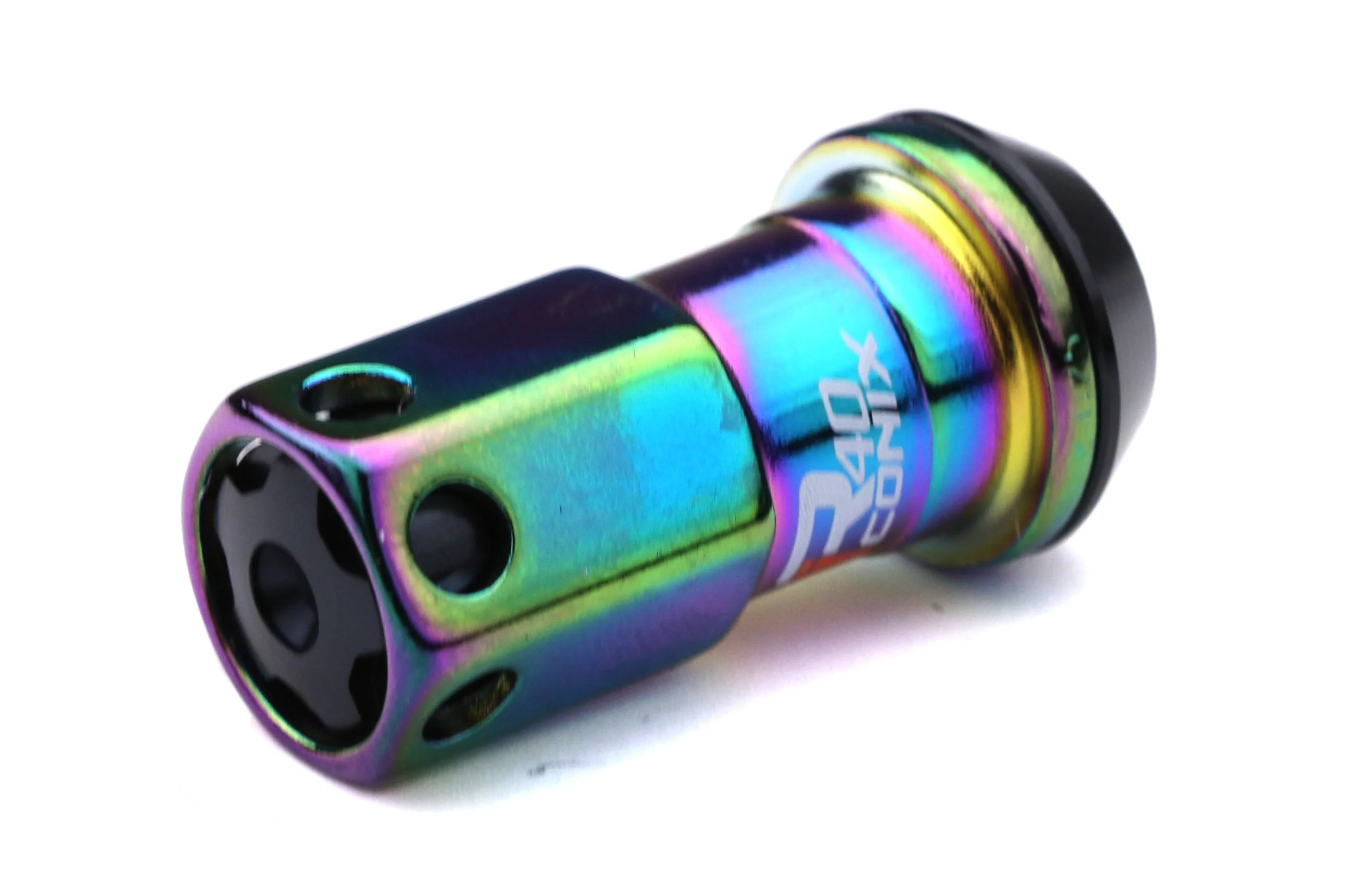 Project Kics R40 Iconix 12x1.25 Neo Chrome Lug Nuts w/ Locks and Black Caps - Universal - Image 2